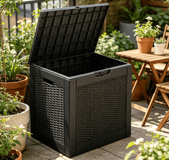 Large Capacity Lockable Resin Storage Box – Stylish Outdoor Storage Solution