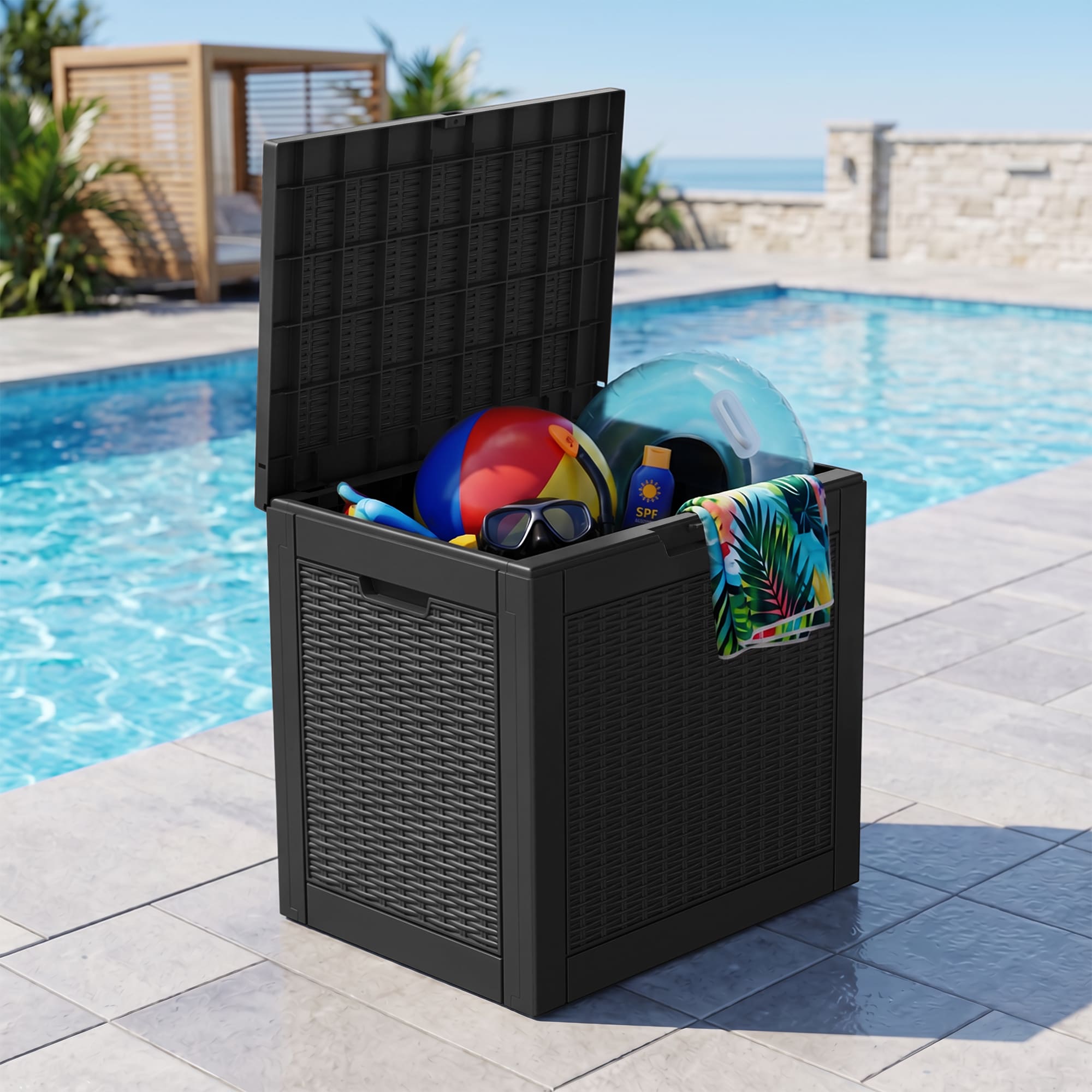 Beauty Meets Function: Weatherproof Faux Rattan Resin Outdoor Storage Box for Every Outdoor Scene