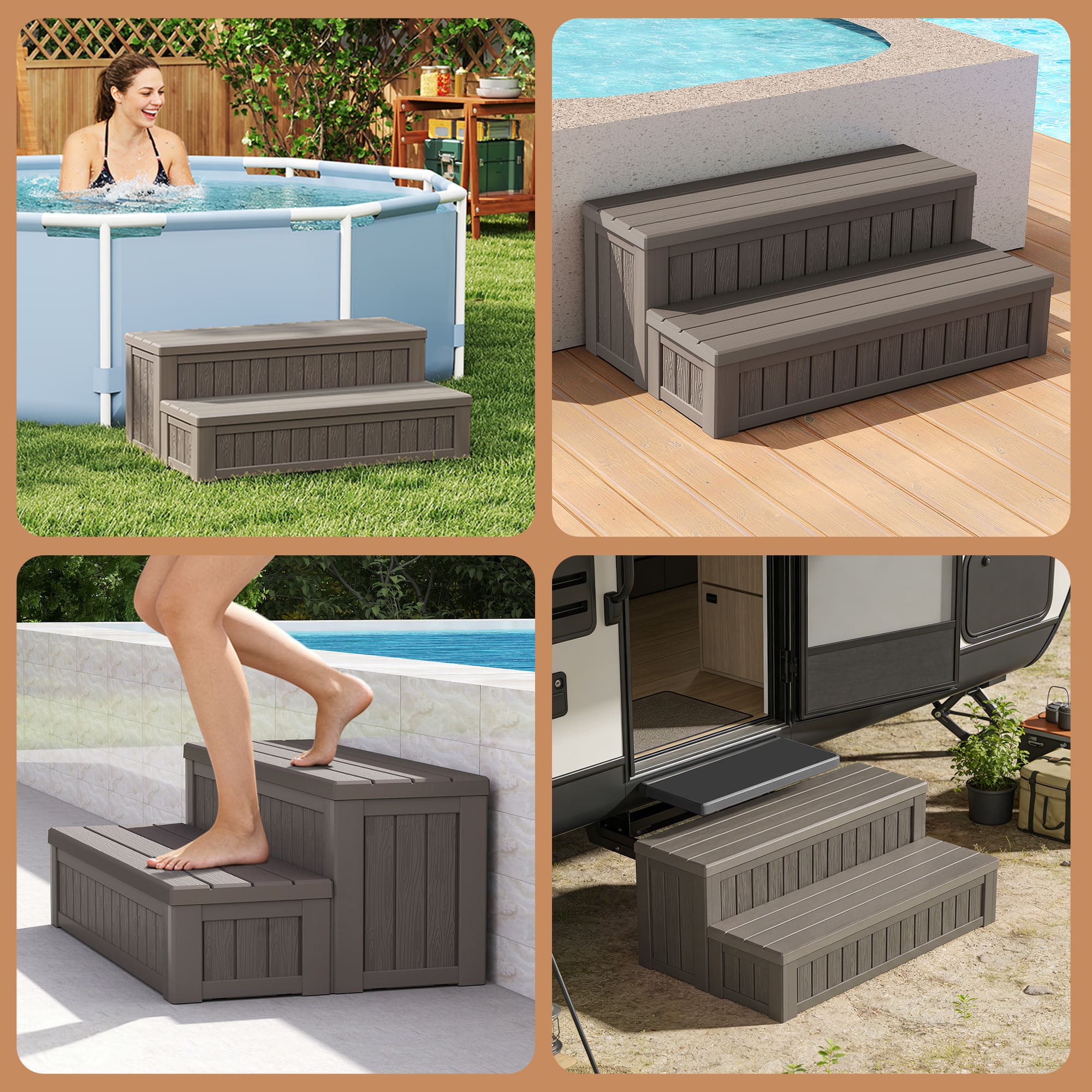 Multi-Scenario Resin Storage Steps: One Piece Solves All Your Outdoor Storage & Access Troubles