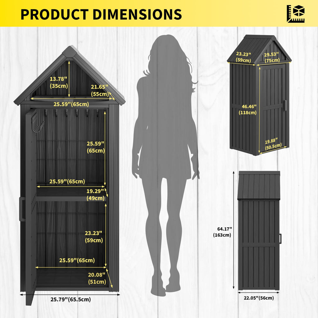 Outdoor Storage Shed Black/Gray