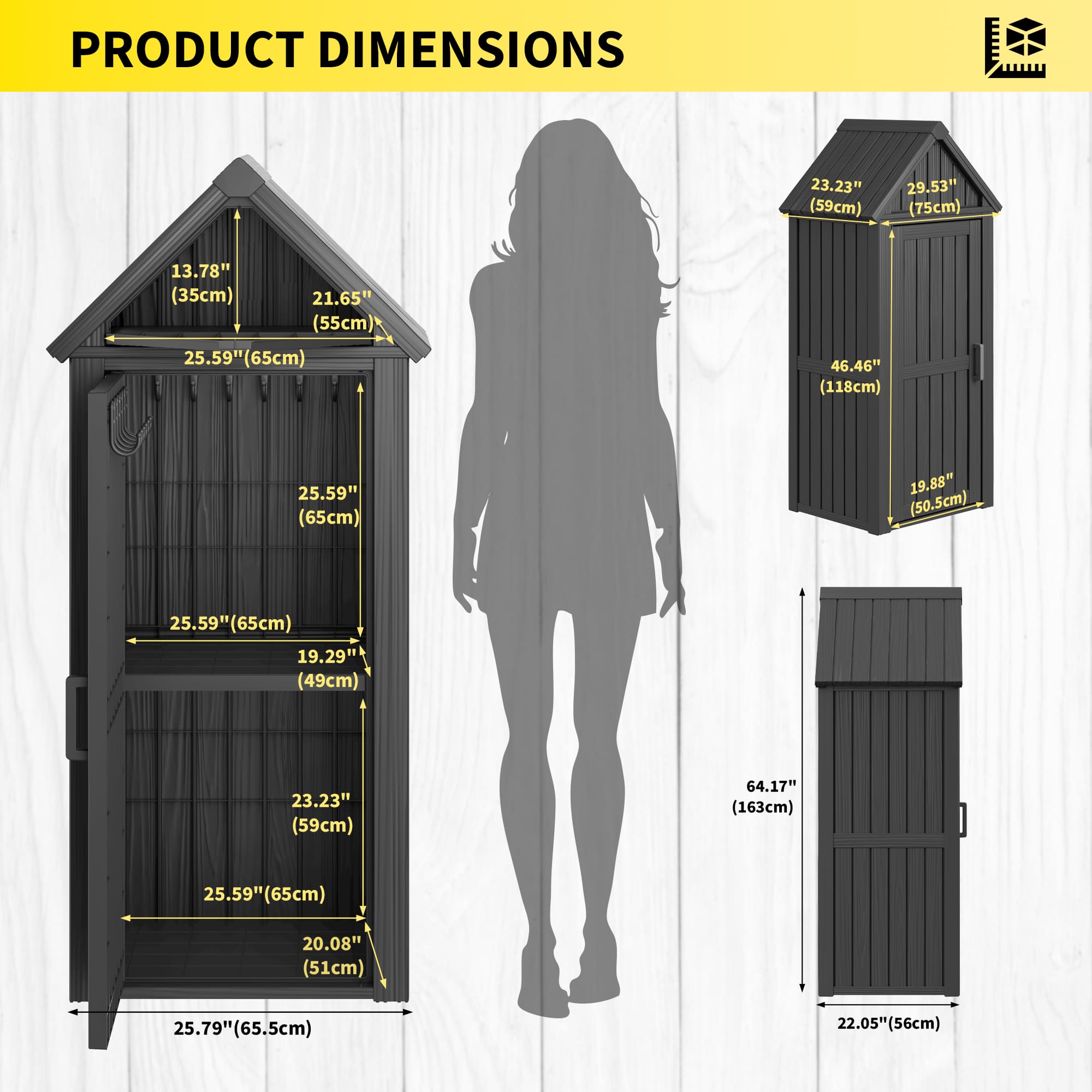 Outdoor Storage Shed Black/Gray