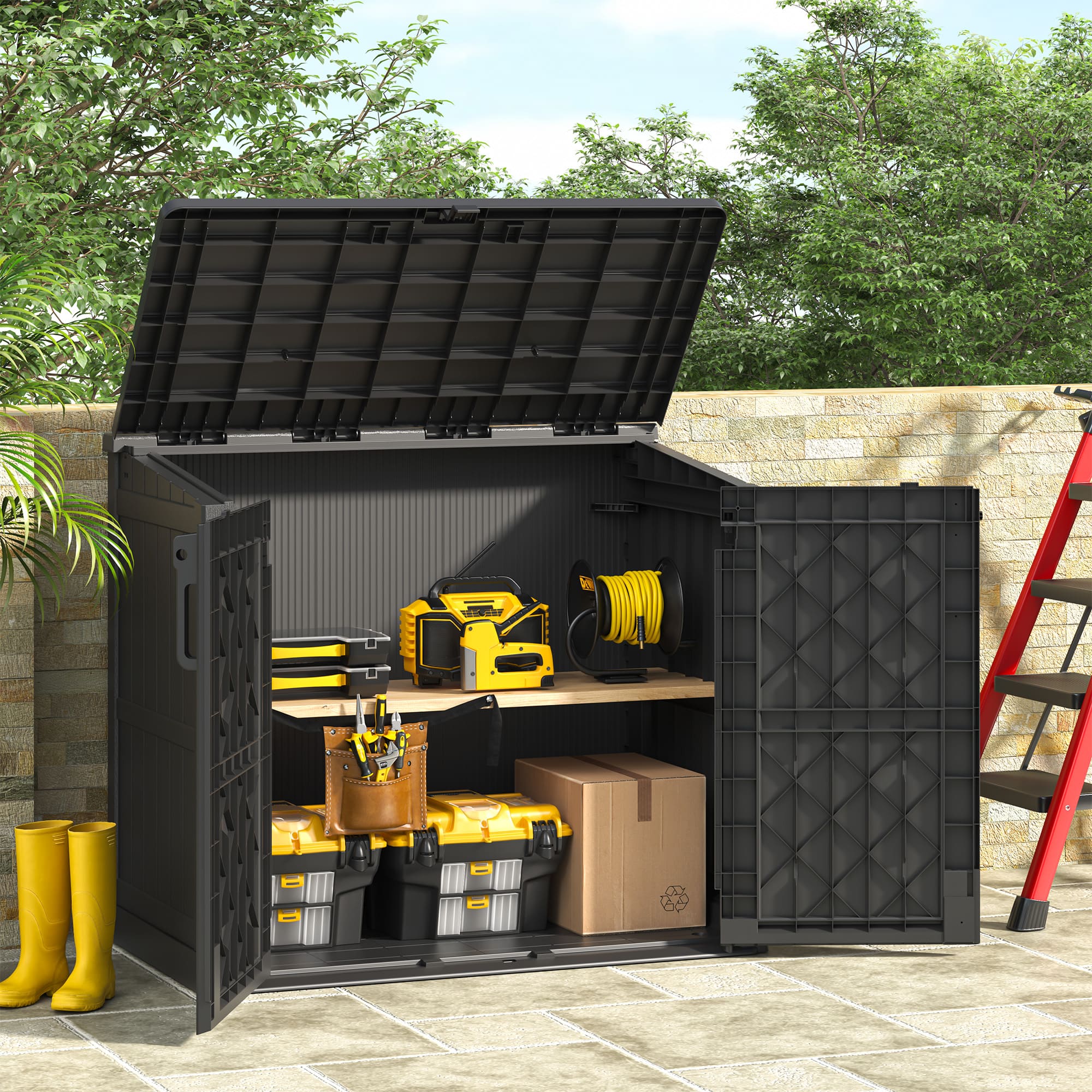 36 Cu Ft Storage Shed Black/White
