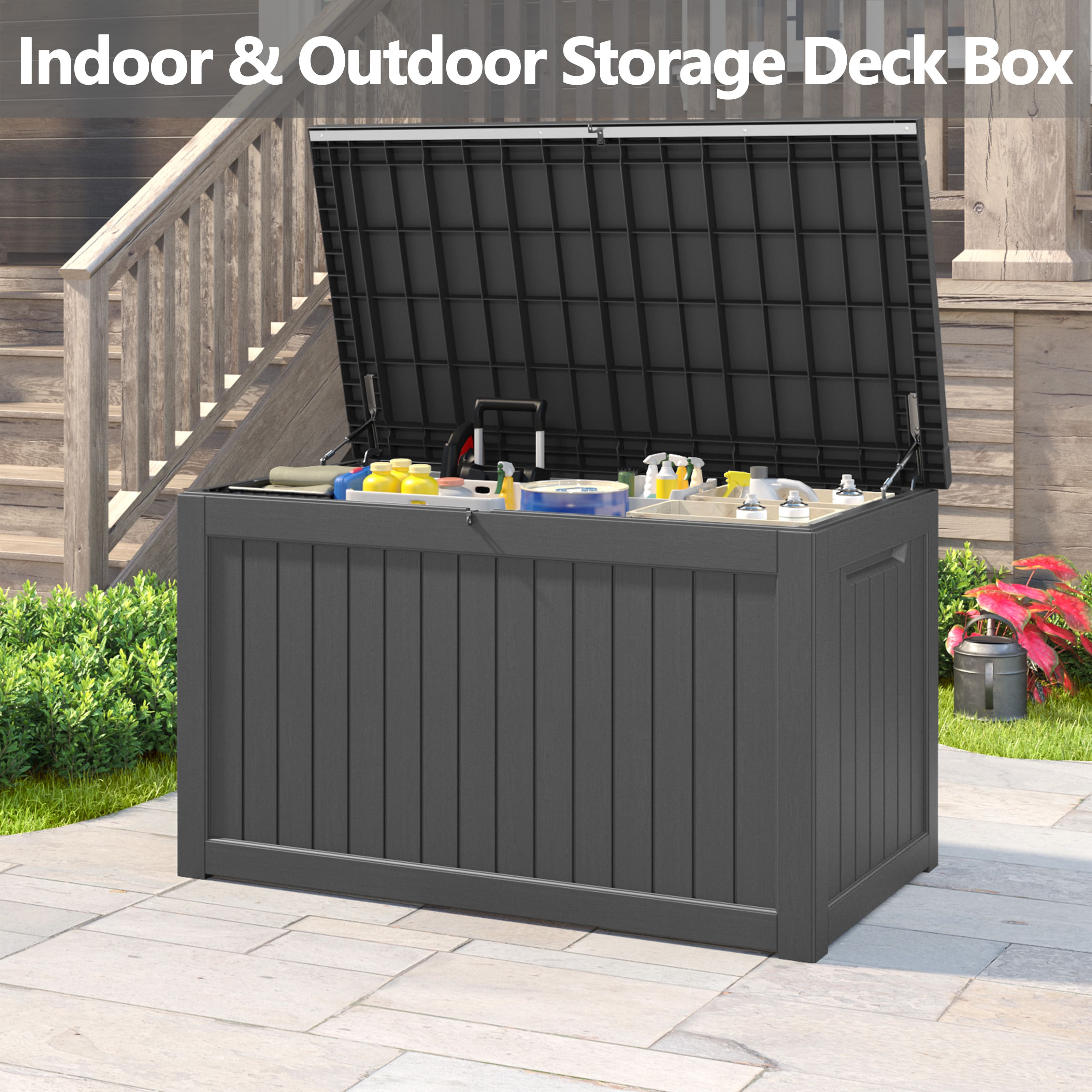 230 Gallon Storage Deck Box Black/Gray