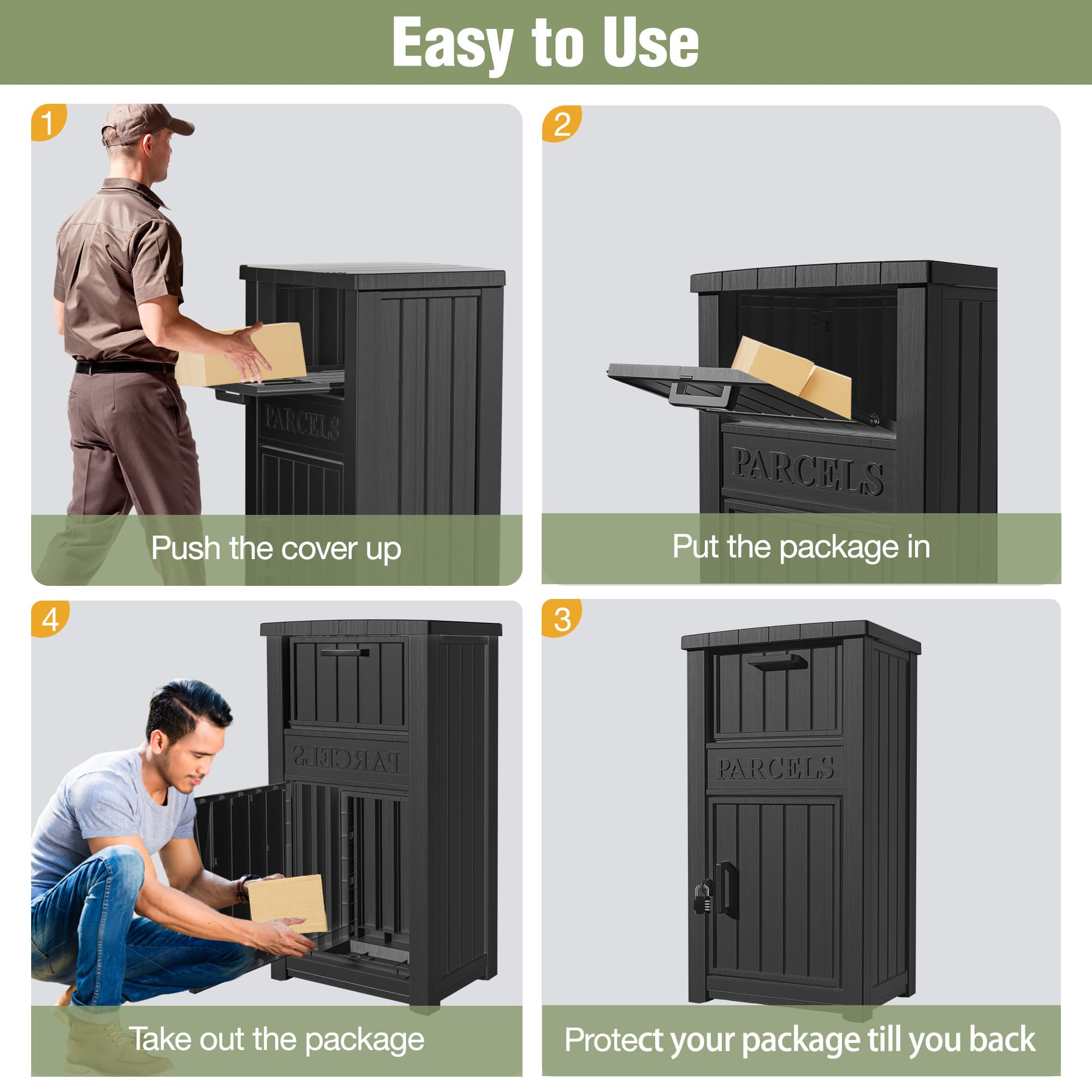 Large Resin Parcel Drop Box Black/Grey