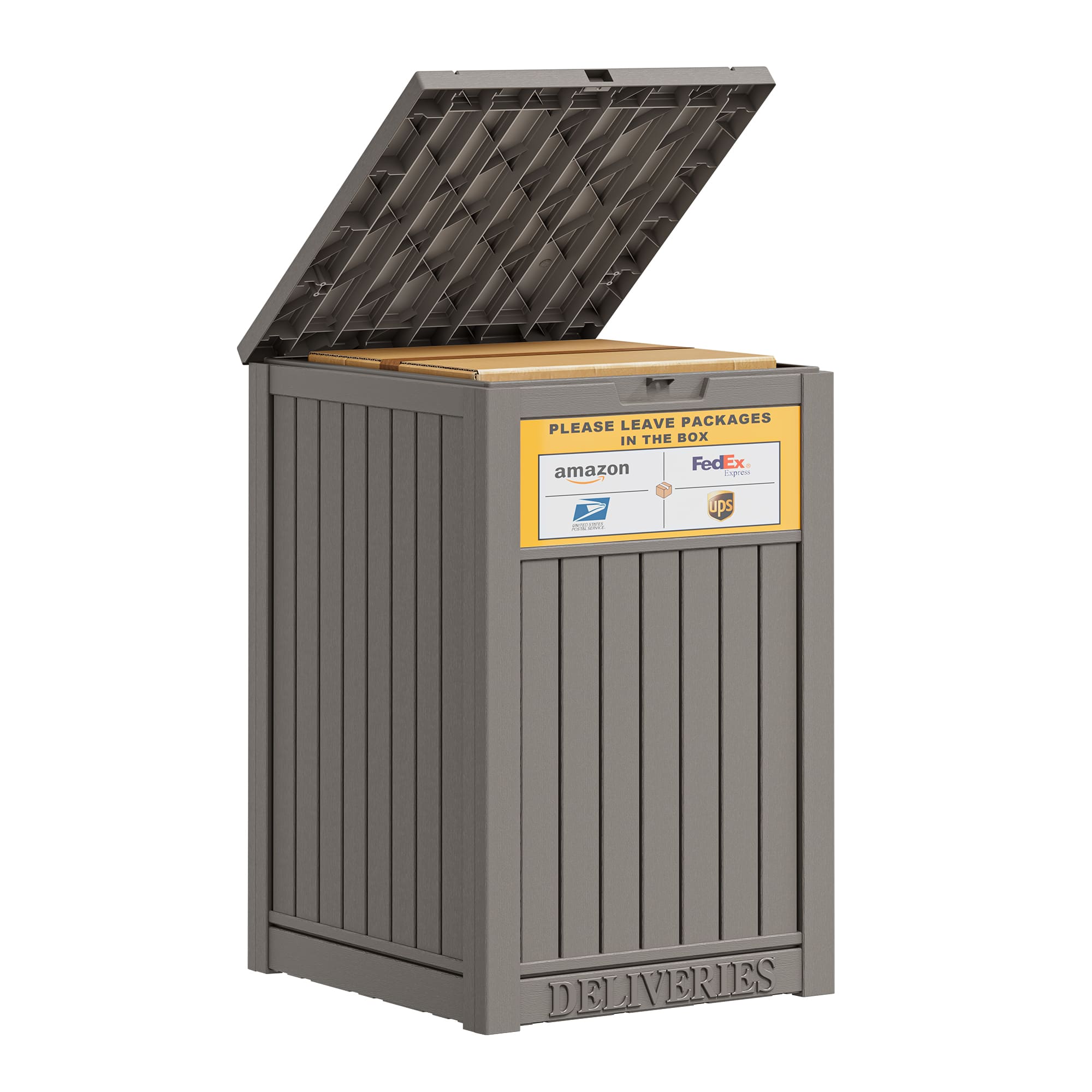 48 Gallon Package Delivery Box Brown/Black/Grey