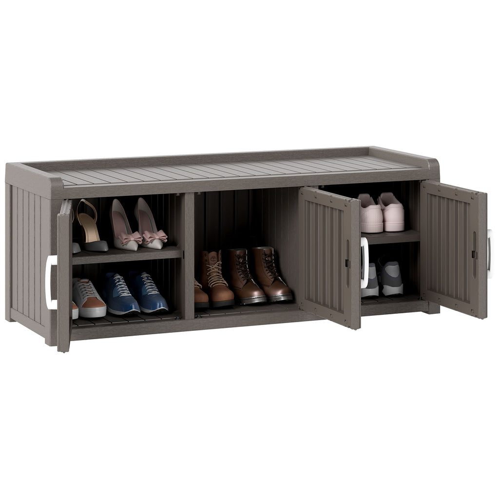 50/65 Gallon Shoe Storage Bench with 2/3 Doors Black/Grey