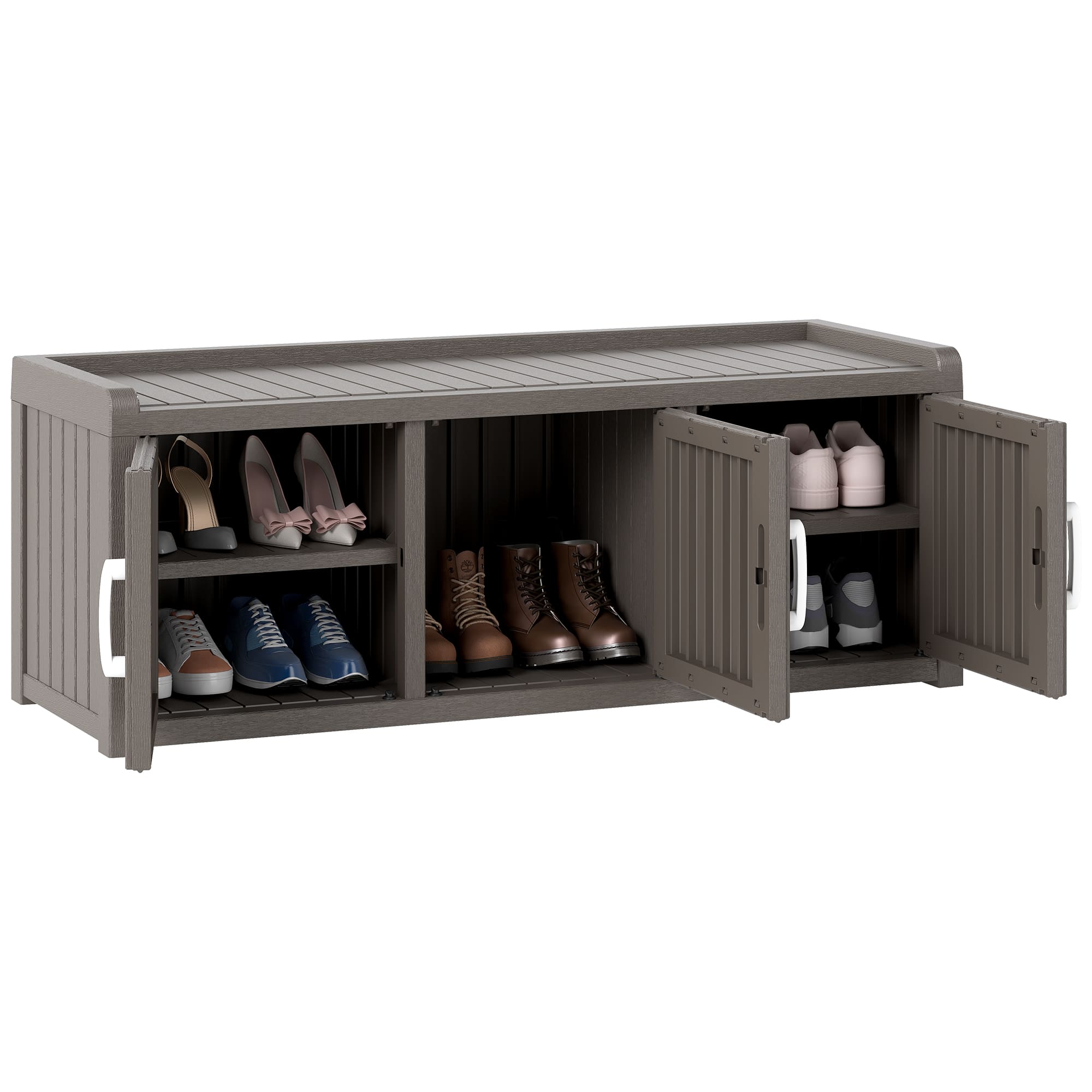 50/65 Gallon Shoe Storage Bench with 2/3 Doors Black/Grey