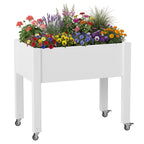 Raised Planter Box Garden Bed Gray/White