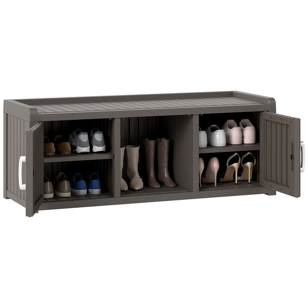 50/65 Gallon Shoe Storage Bench with 2/3 Doors Black/Grey