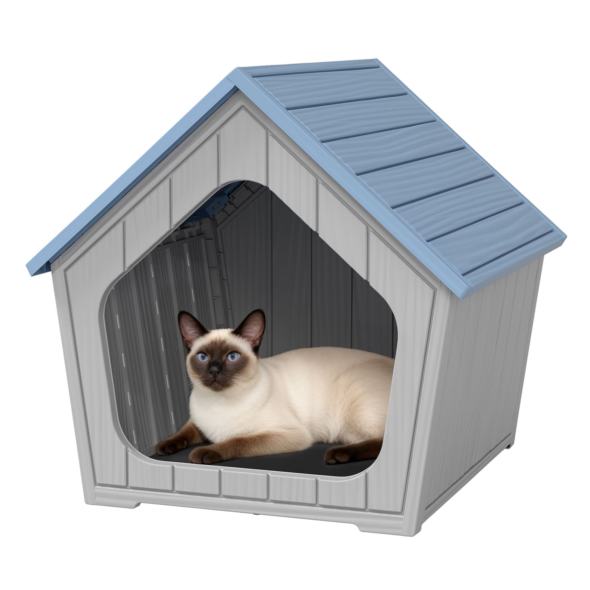 Plastic Cat House Light Gray/Blue
