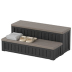 Storage Bench, 2-in-1 Patio Deck Box Black&Gray