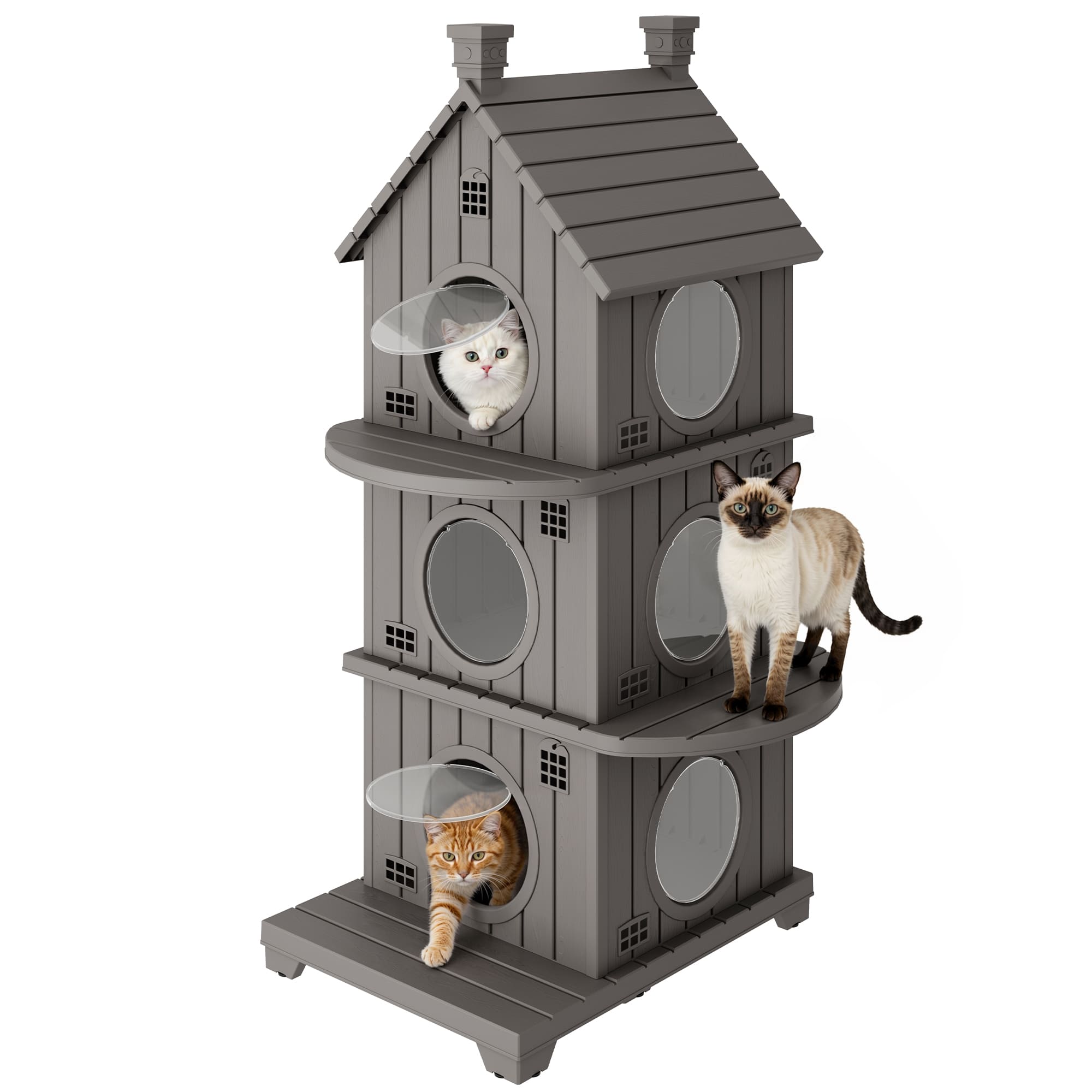 Resin Cat House, 1/2/3-Tier Stackable