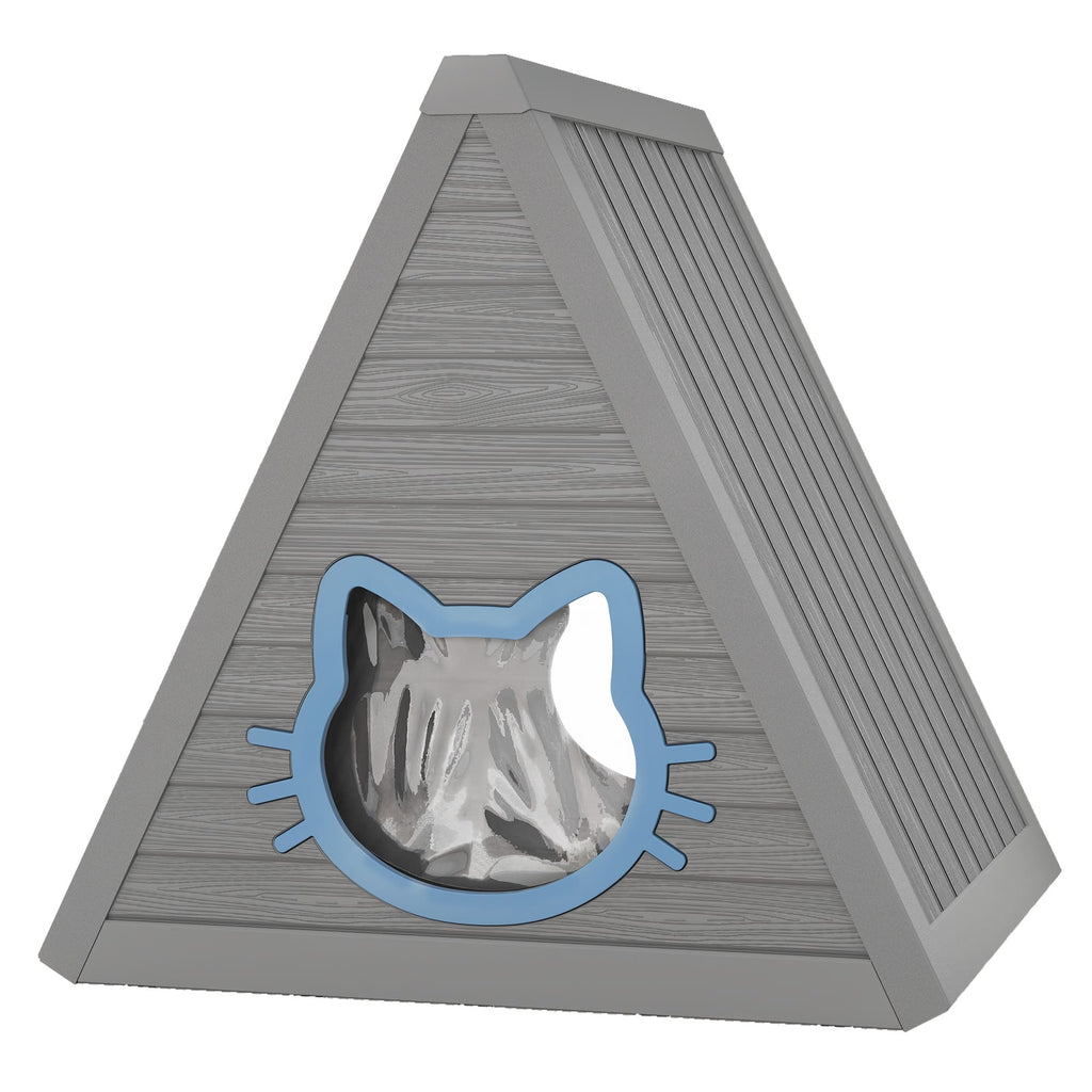 Triangle Cat House with Transparent Door