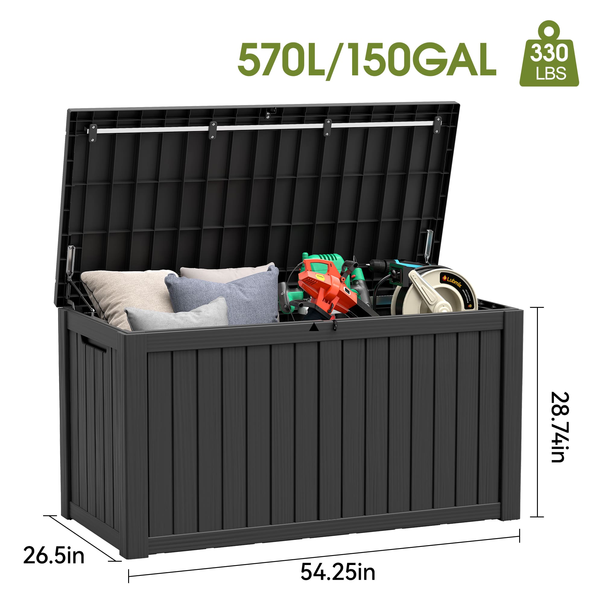 150 Gallon Storage Deck Box Black/Gray