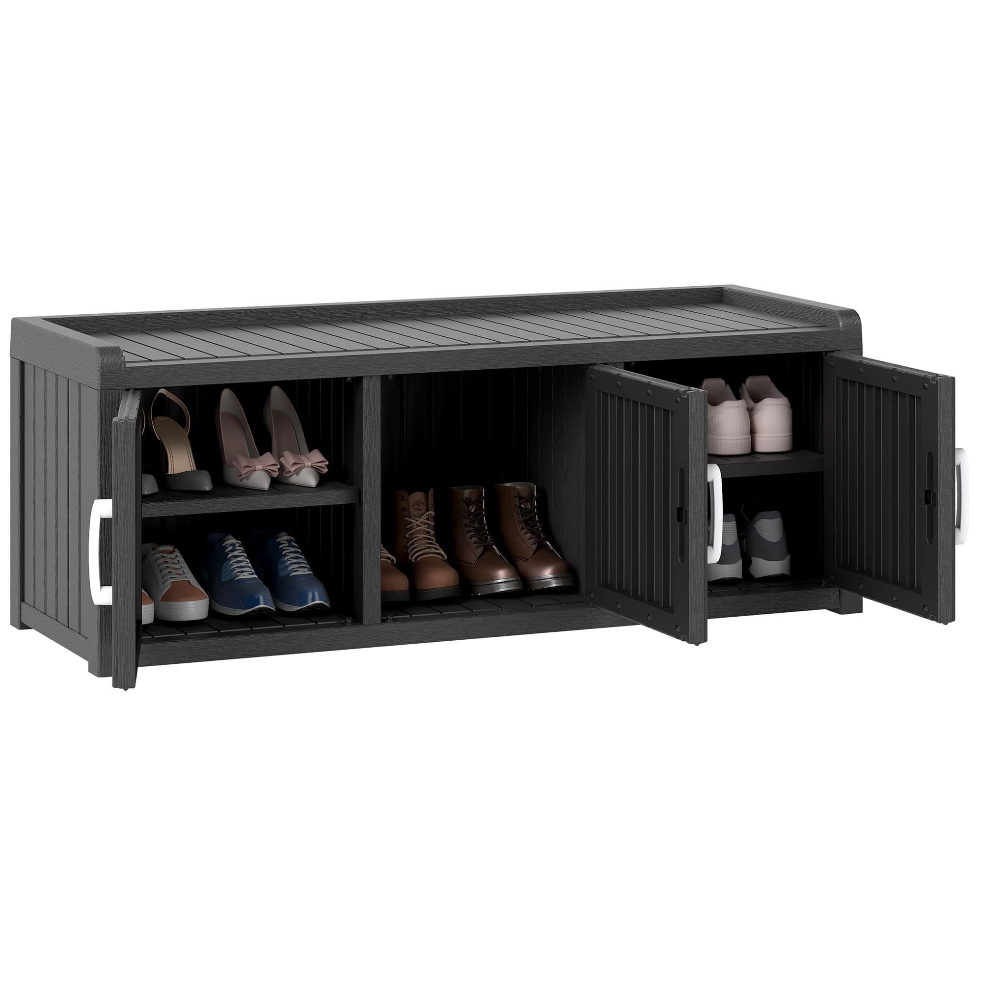 50/65 Gallon Shoe Storage Bench with 2/3 Doors Black/Grey Main image