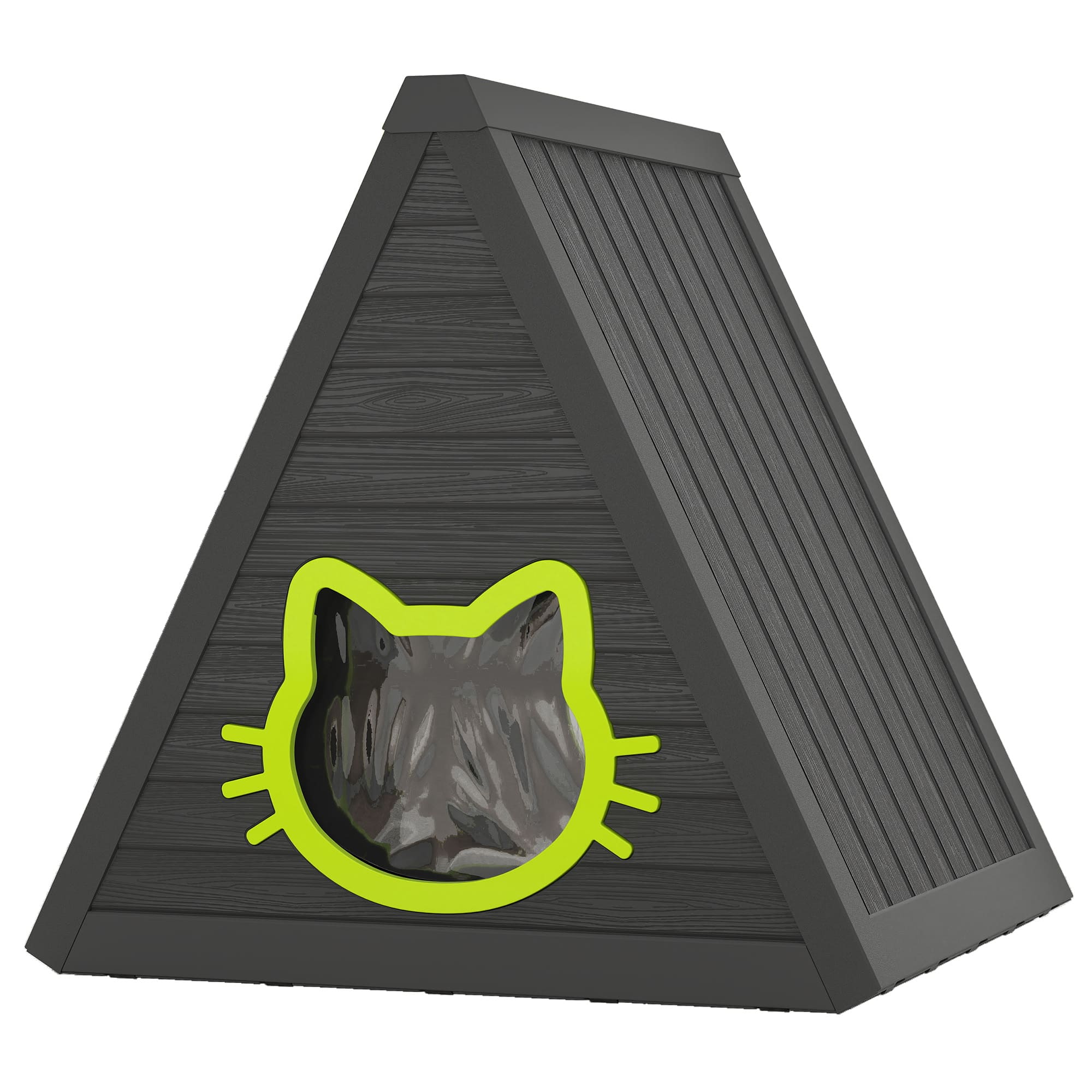 Triangle Cat House with Transparent Door Main image