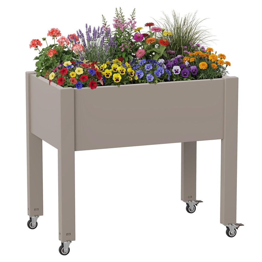 Raised Planter Box Garden Bed Gray/White