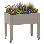 Raised Planter Box Garden Bed Gray/White