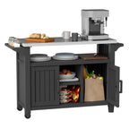 All-in-One Black Resin Outdoor Grill Prep Cart