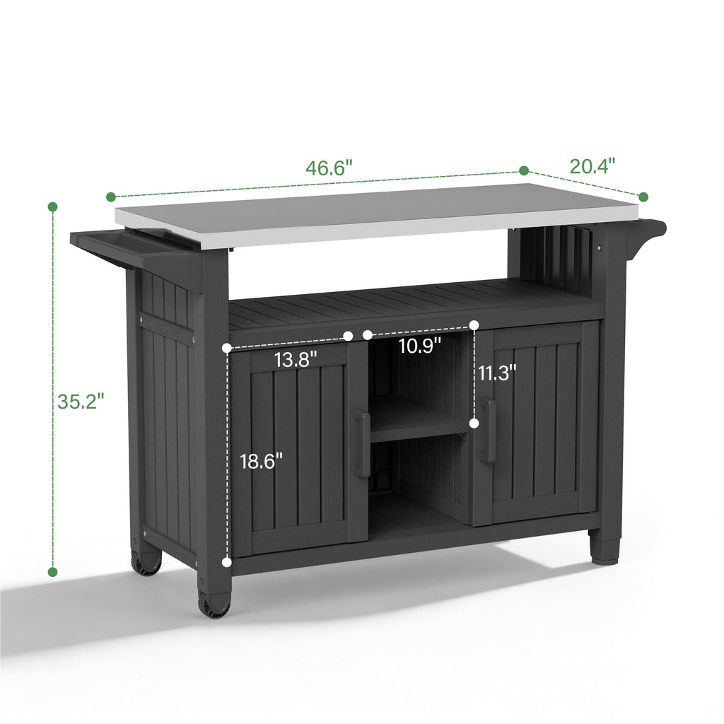 All-in-One Black Resin Outdoor Grill Prep Cart