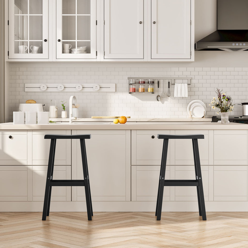 Black Bar Stools Set of 2, 24" or 29"