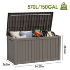150 Gallon Storage Deck Box Black/Gray