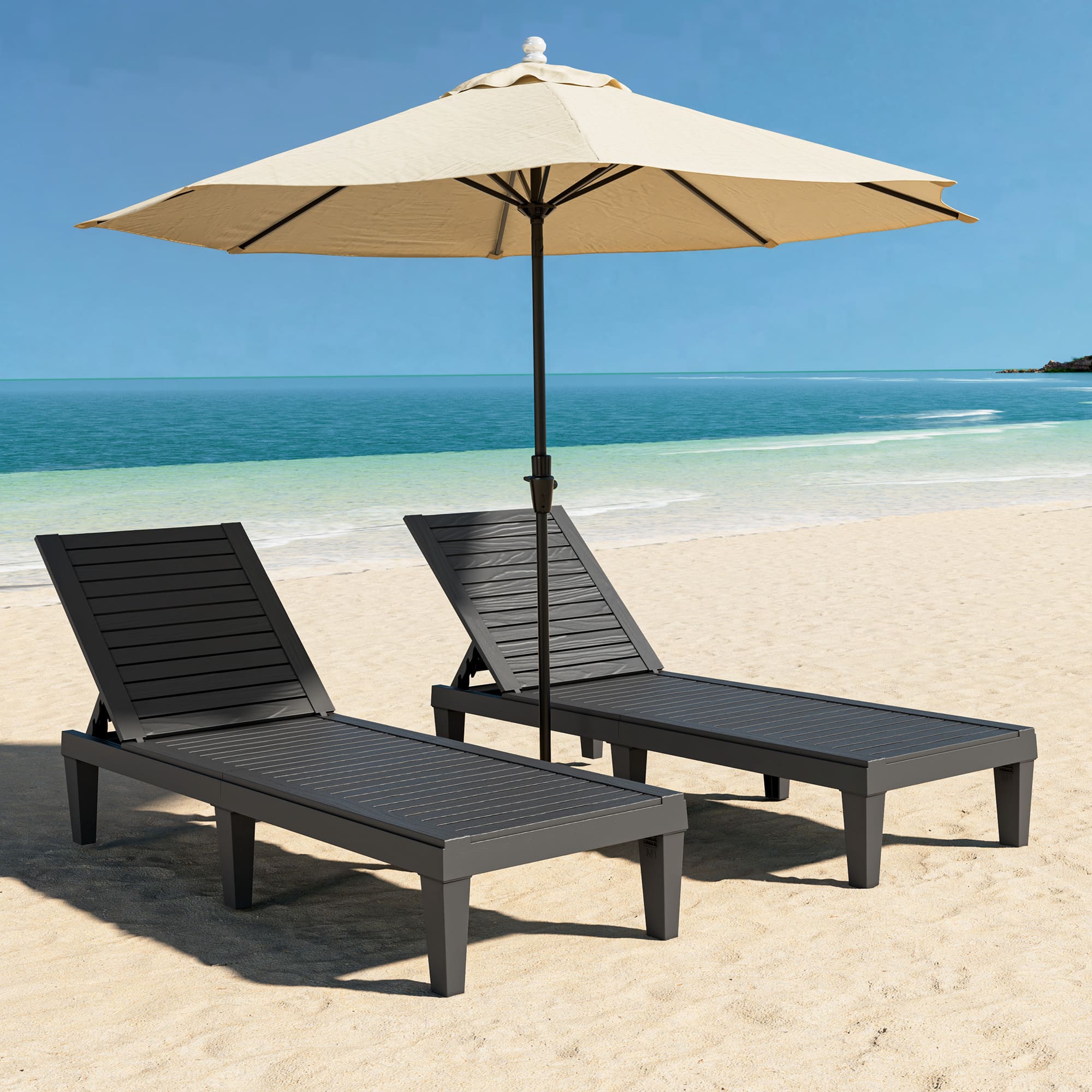2-Pack Outdoor Chaise Lounge Chair