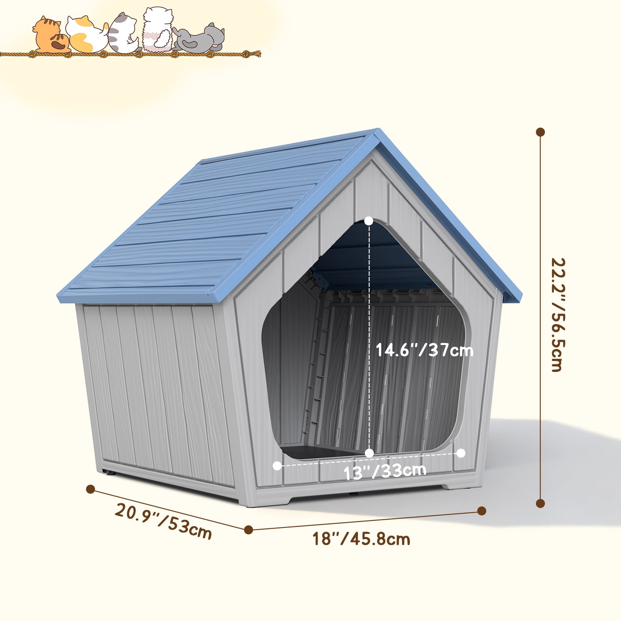 Plastic Cat House Light Gray/Blue