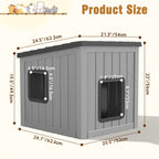 Cat House with Dual Doors Gray with Black/Blue Top