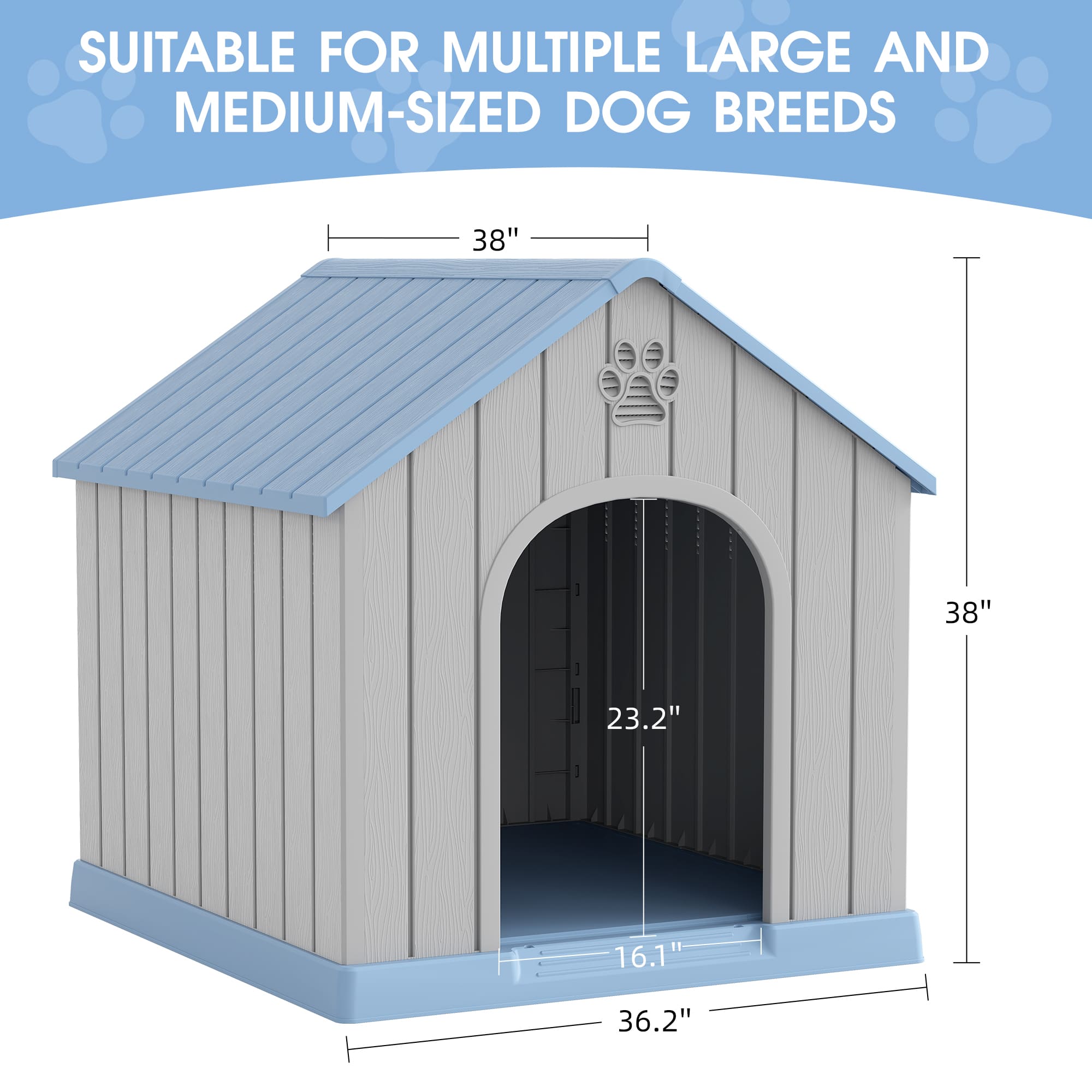 Dog Kennel for Small to Medium Dogs Grey/Blue 2 Sizes Available
