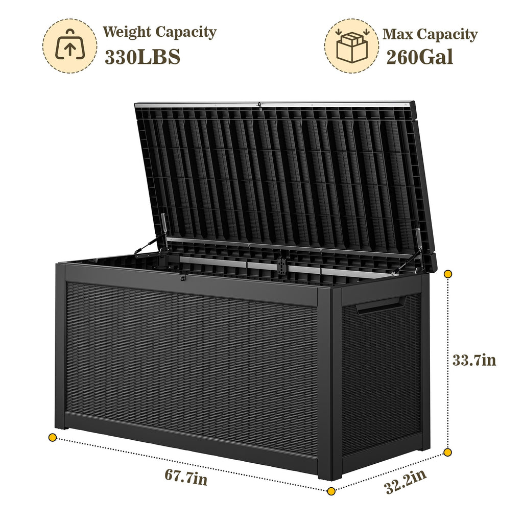 260 Gallon Storage Deck Box Black/Gray