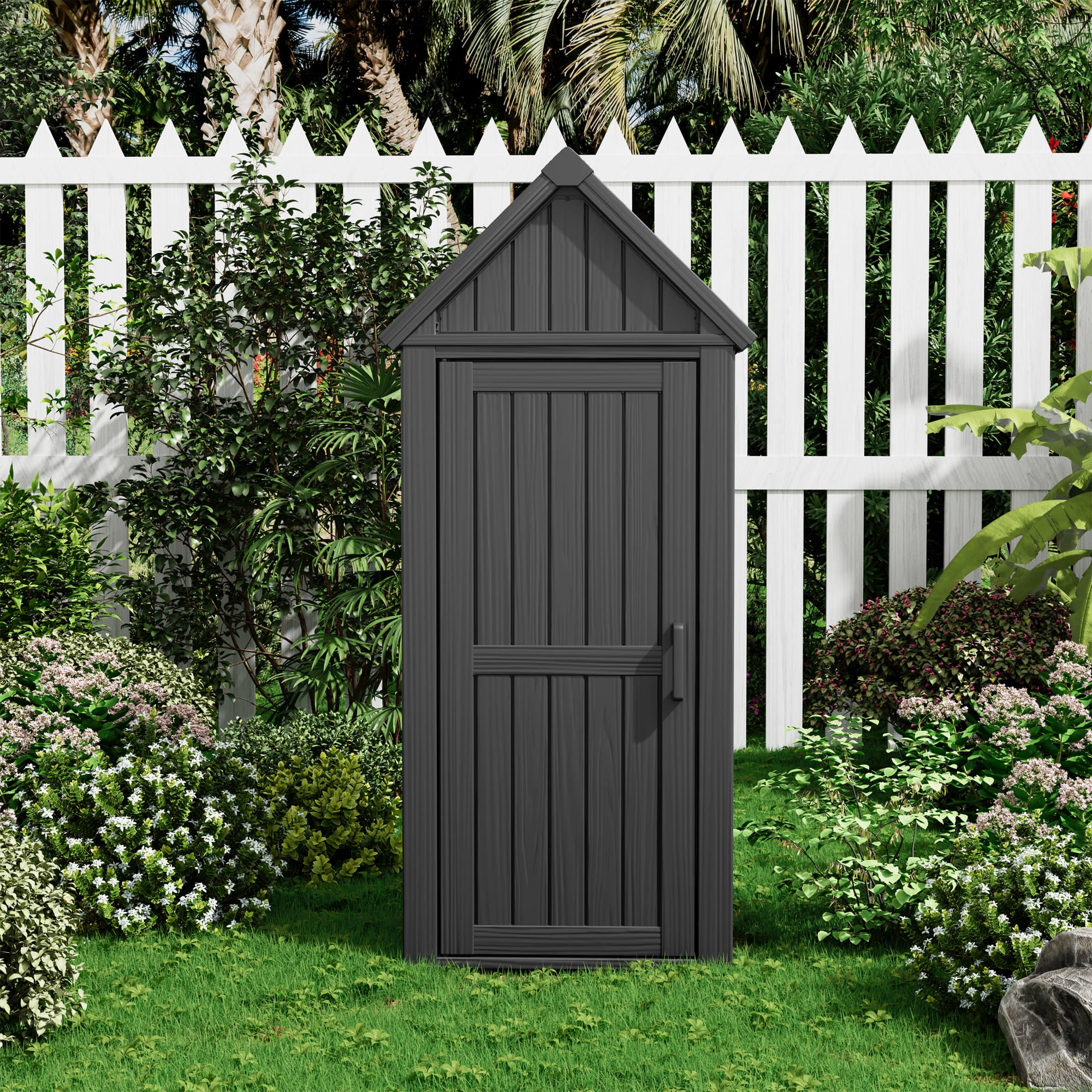 Outdoor Storage Shed Black/Gray