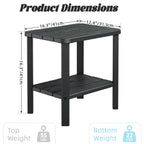 Square Adirondack Outdoor Side Table, Weatherproof & Low Maintenance HDPE End Table for Patio, Poolside, Backyard & Porch, Black