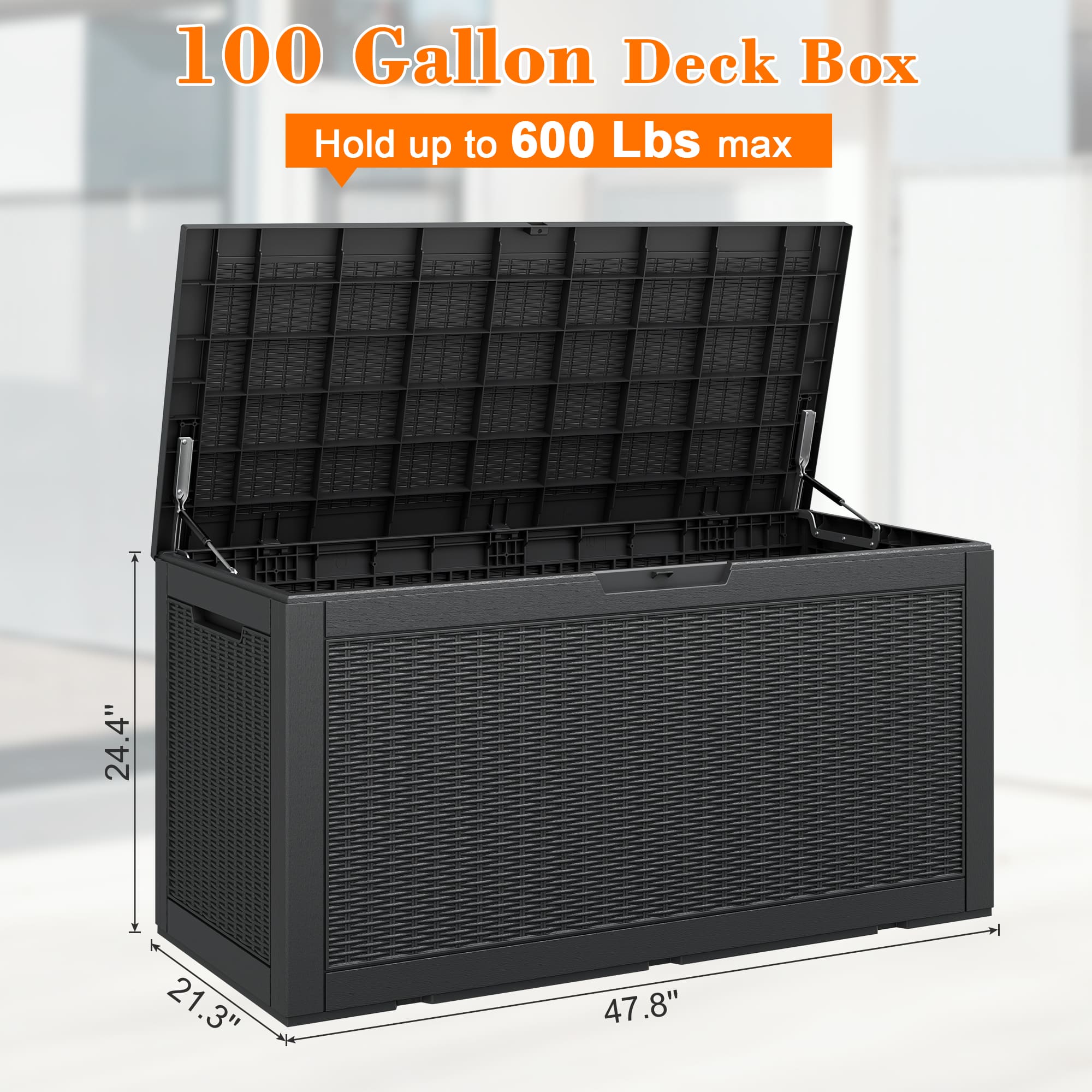 100 Gallon  Storage Deck Box Black/Gray Secondary image