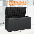 100 Gallon  Storage Deck Box Black/Gray