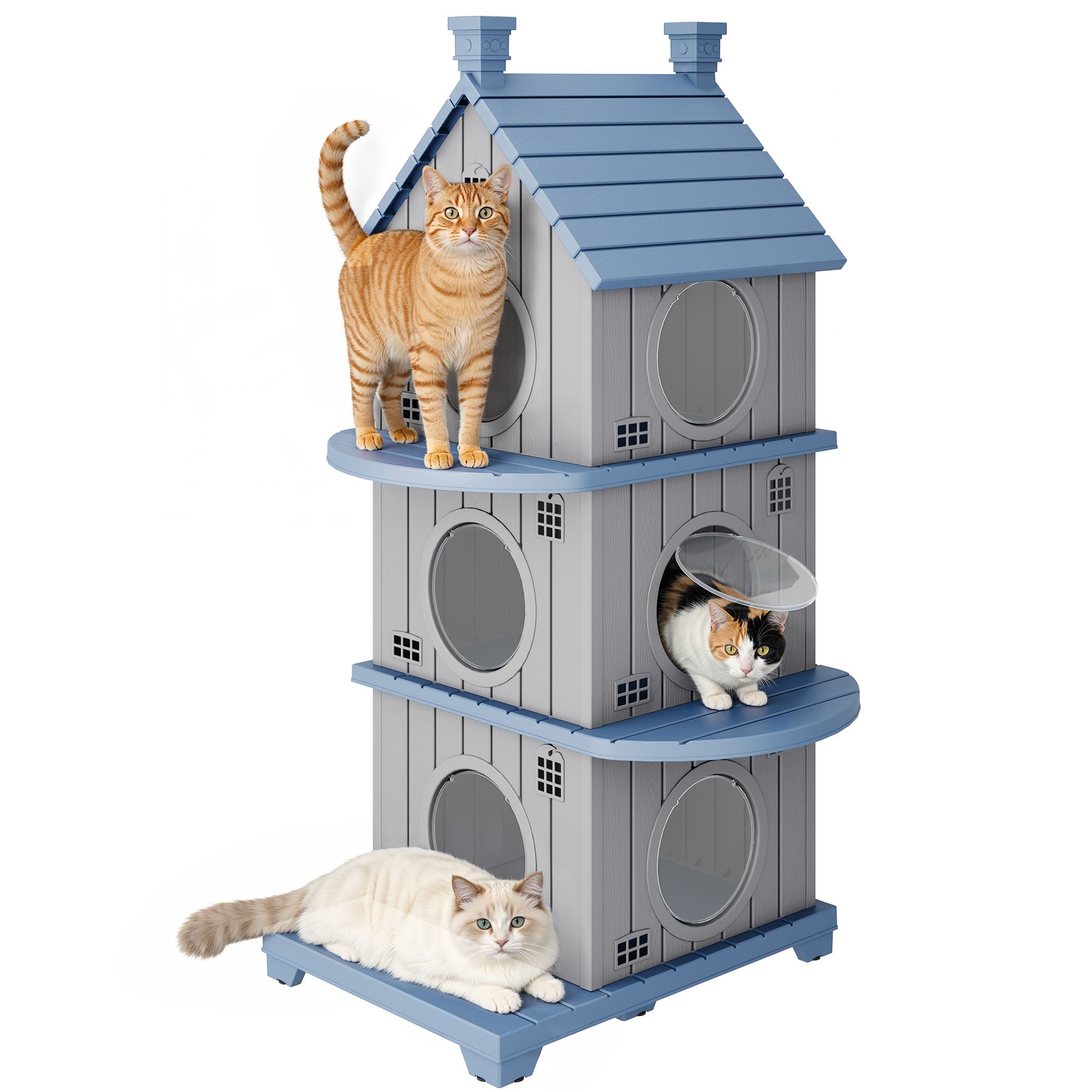 Resin Cat House, 1/2/3-Tier Stackable Main image