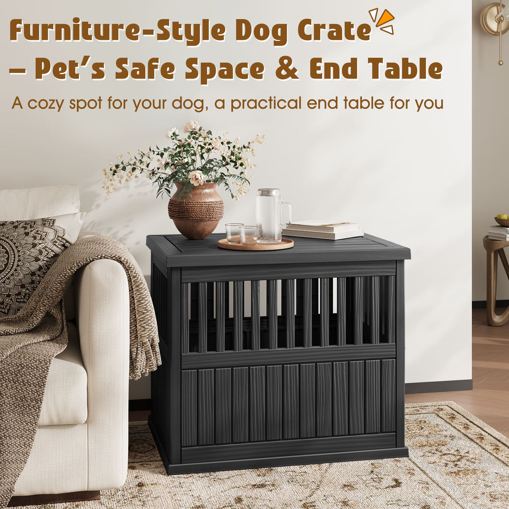 Furniture-Style Dog Crate Small/Medium Black/Light Brown