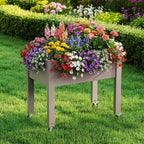 Raised Planter Box Garden Bed Gray/White