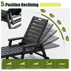 2-Pack Wheeled Resin Reclining Chaise Lounge Chairs