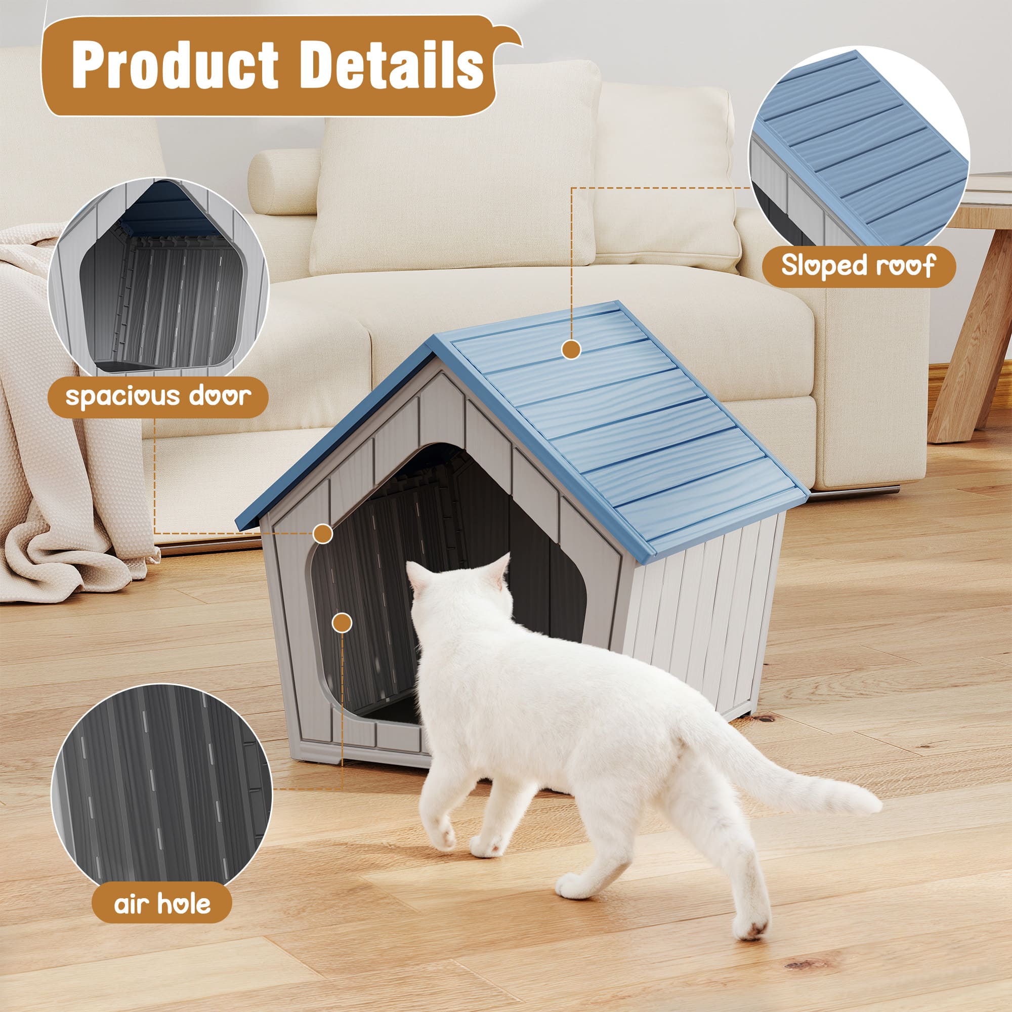 Plastic Cat House Light Gray/Blue