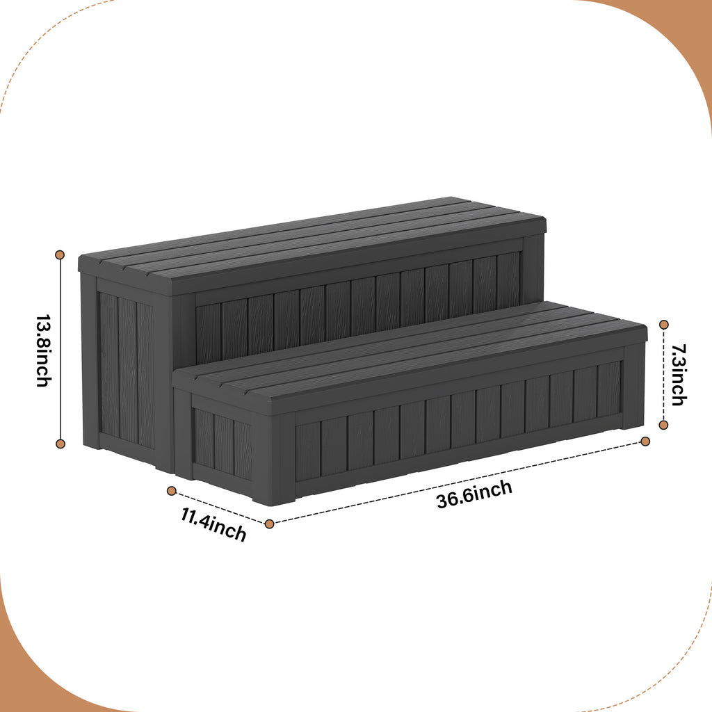 Storage Bench, 2-in-1 Patio Deck Box Black&Gray