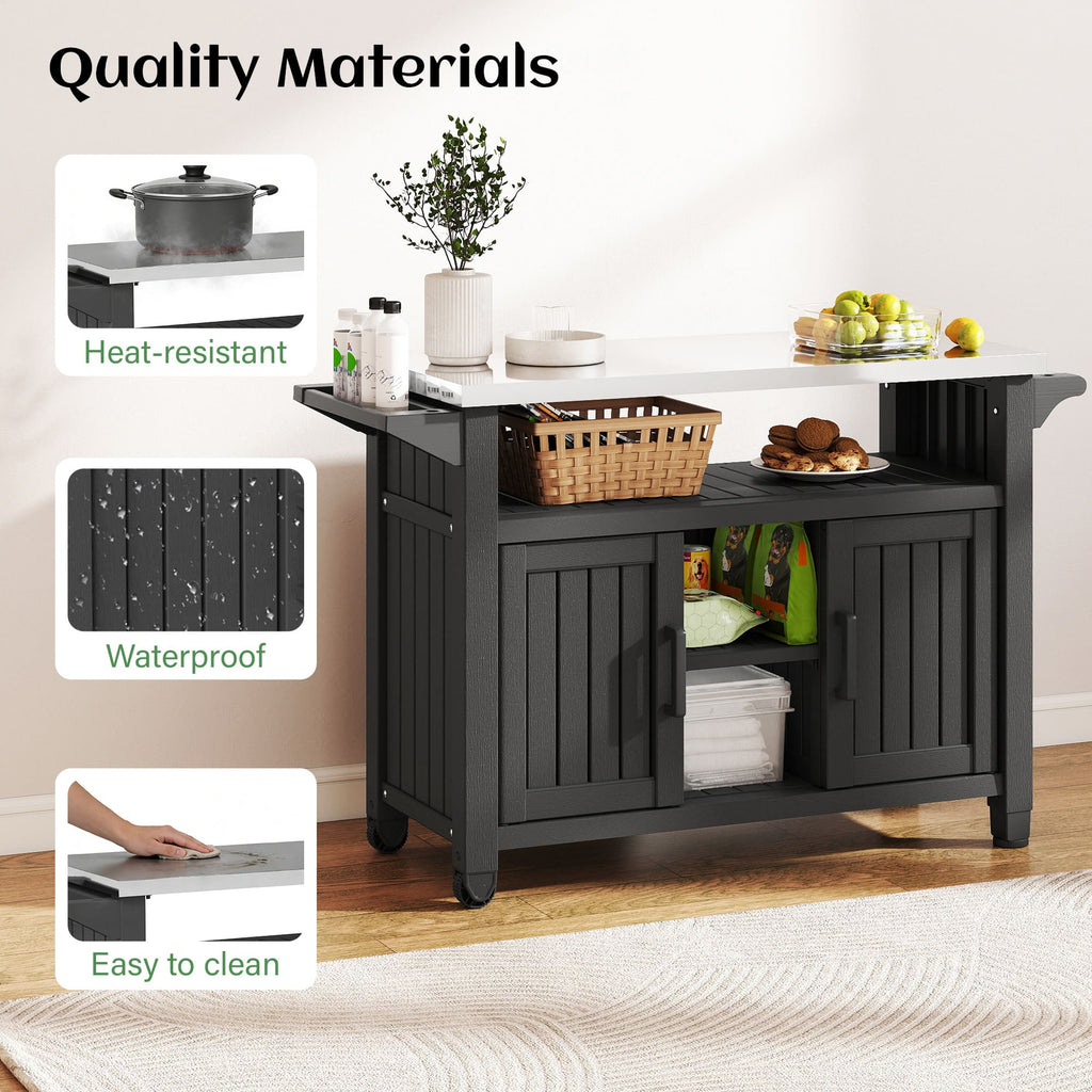 All-in-One Black Resin Outdoor Grill Prep Cart