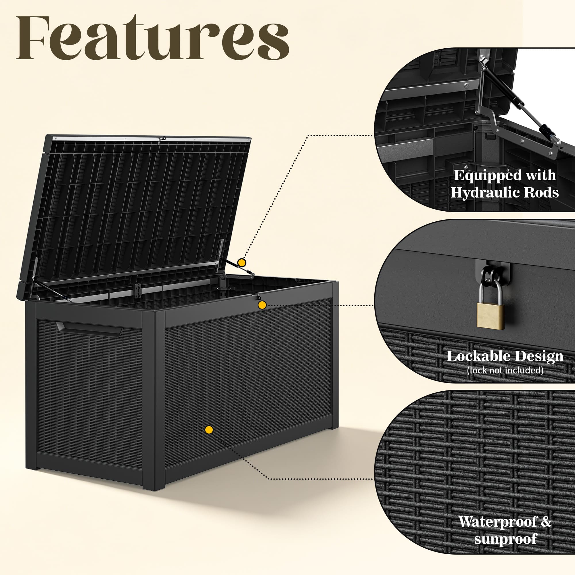 260 Gallon Storage Deck Box Black/Gray