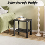 Square Adirondack Outdoor Side Table, Weatherproof & Low Maintenance HDPE End Table for Patio, Poolside, Backyard & Porch, Black