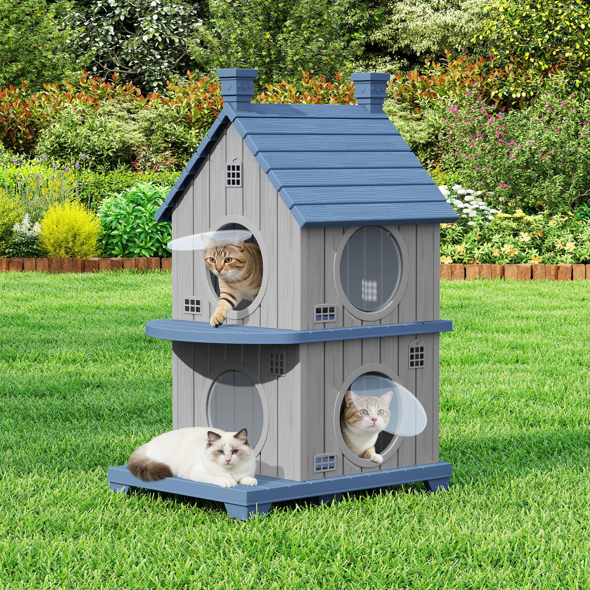 Resin Cat House, 1/2/3-Tier Stackable