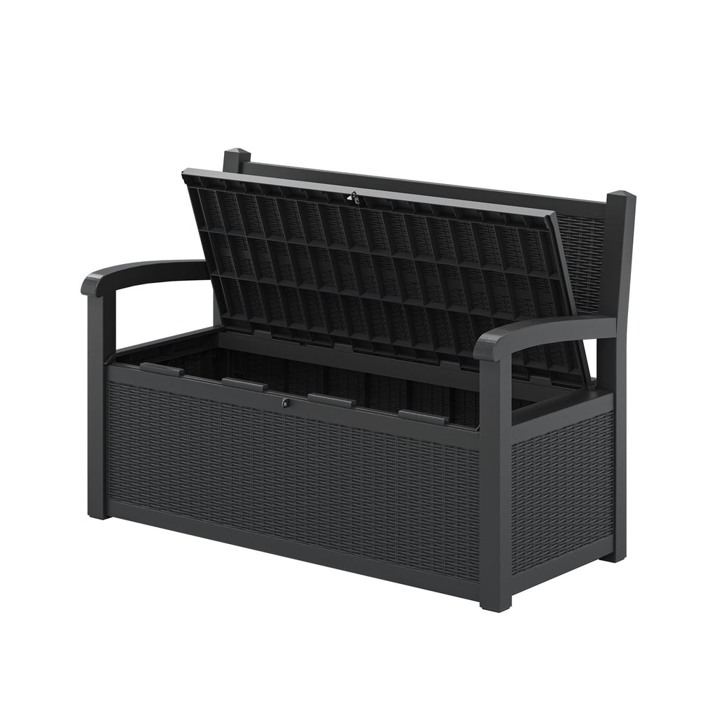 70 Gallon Storage Deck Bench Black&Gray