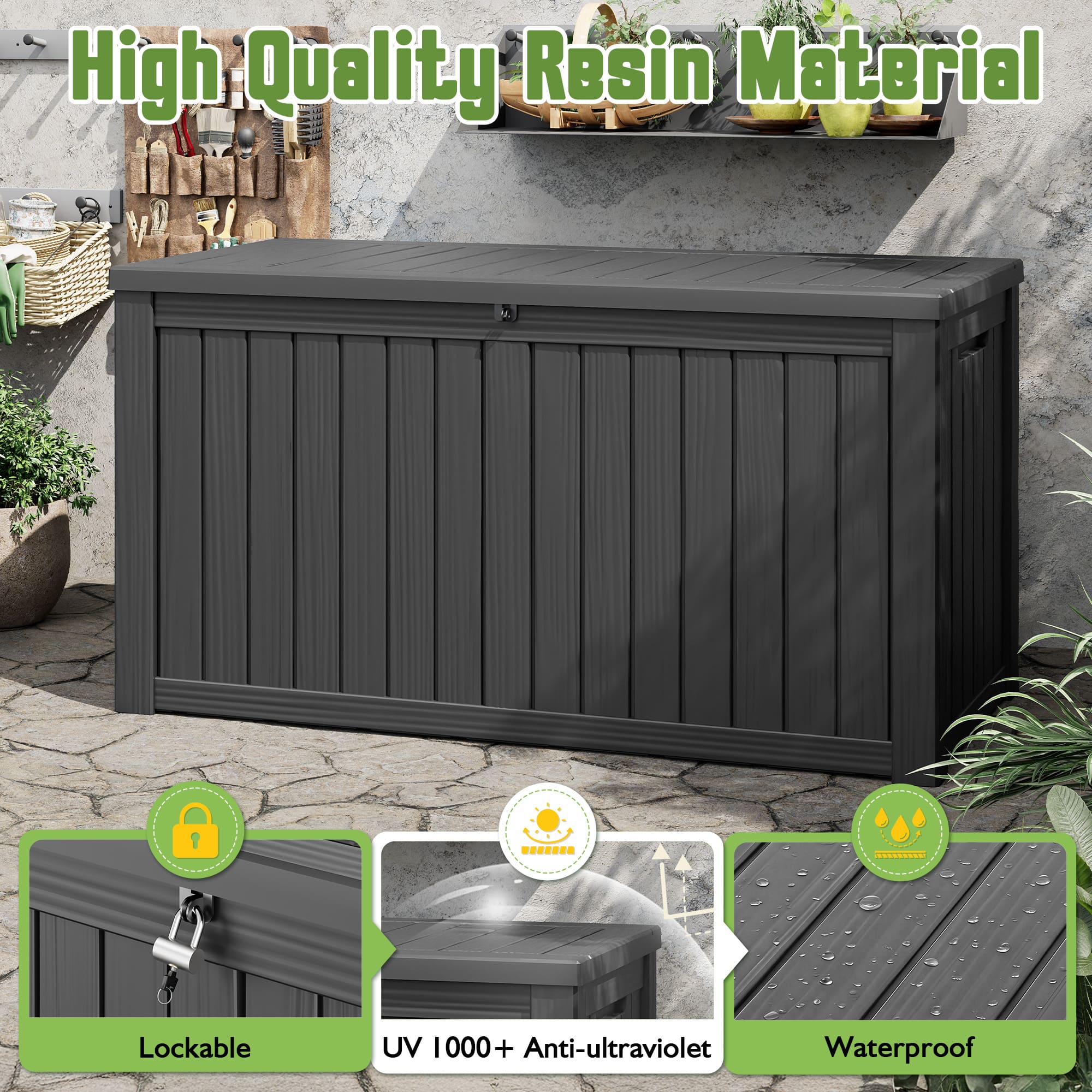 150 Gallon Storage Deck Box Black/Gray