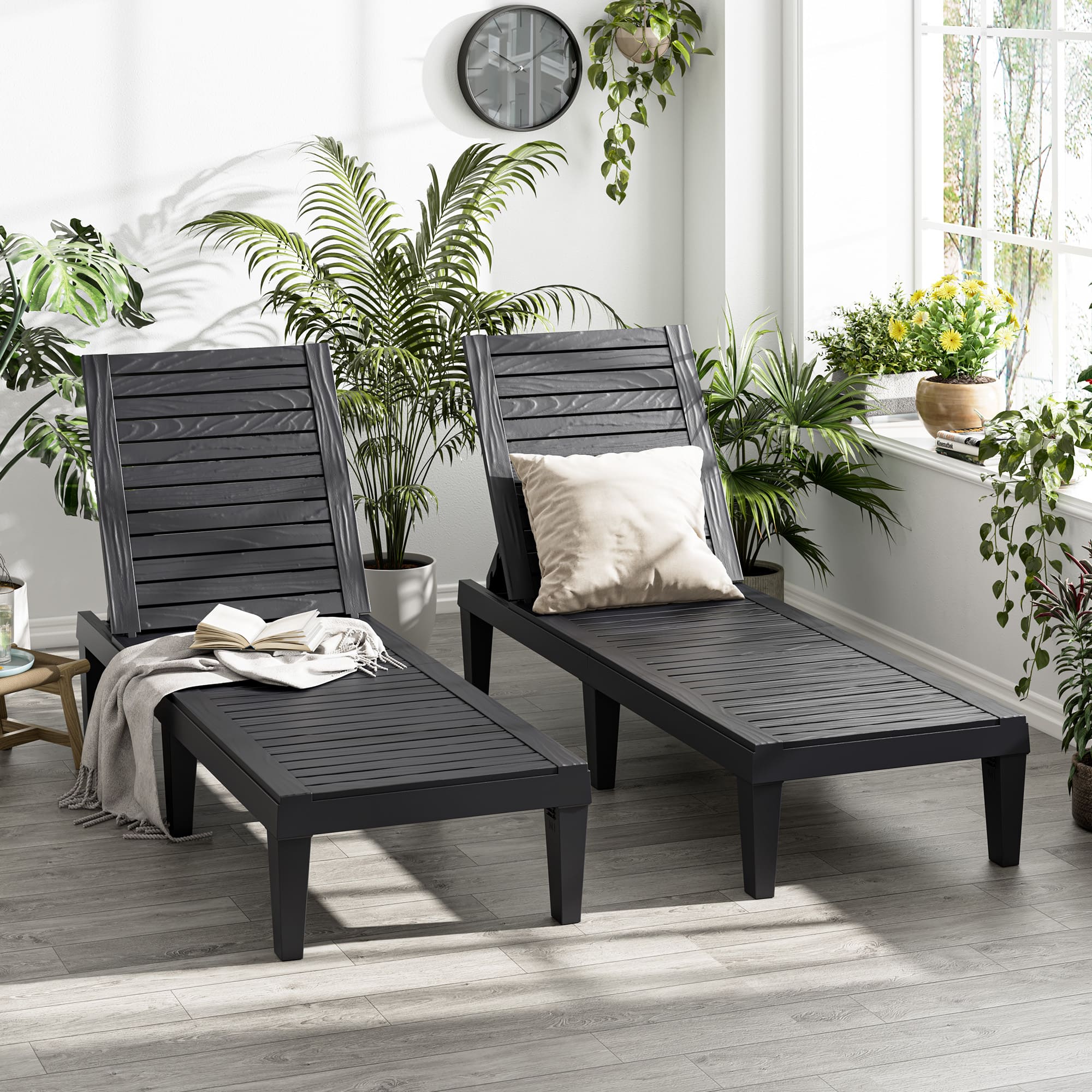 2-Pack Outdoor Chaise Lounge Chair