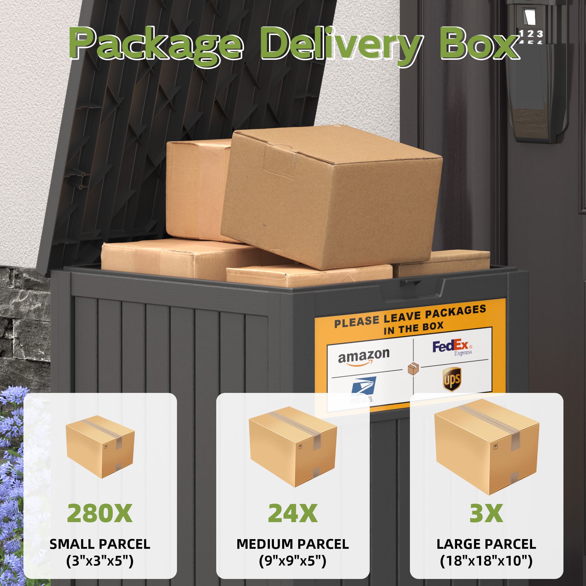 48 Gallon Package Delivery Box Brown/Black/Grey