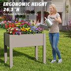 Raised Planter Box Garden Bed Gray/White